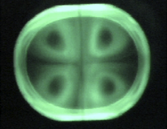Génération EHD de 4 vortex dans une goutte Génération EHD de 4 vortex dans une goutte