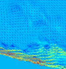 Searching for Goertler rolls in a gravity flow : some preliminary tests